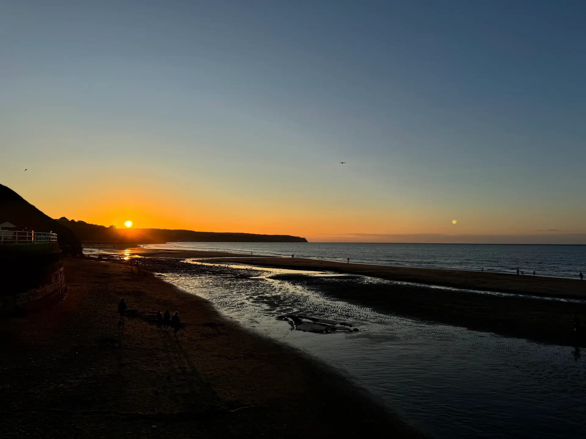Sunset over the sands towards Sandsend